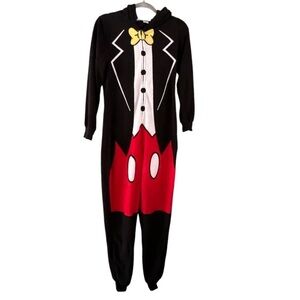 Disney Mickey Mouse One Piece Fleece Costume Hooded Vintage Official Med